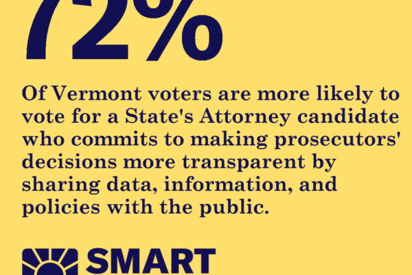 72% of Vermont voters are more likely to vote for a State's Attorney candidate who commits to making prosecutors' decisions more transparent by sharing data, information, and policies with the public.