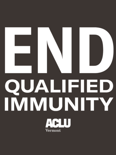 End qualified immunity, ACLU VT logo