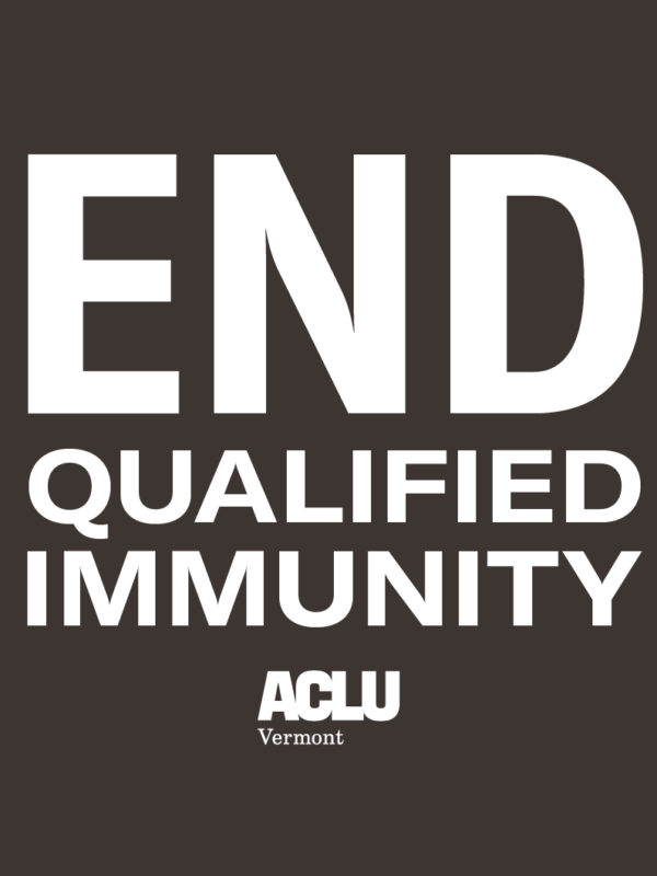End qualified immunity, ACLU VT logo