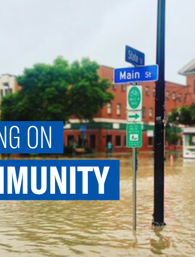 Flooding at intersection Main St and State St in Montpelier