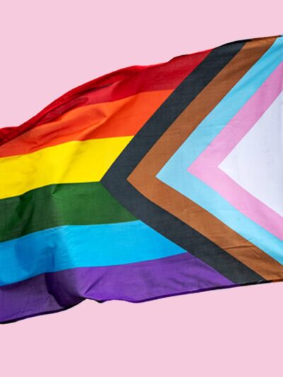pride flag blowing in the wind