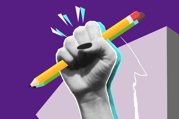 hand holding pencil