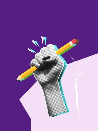 hand holding pencil
