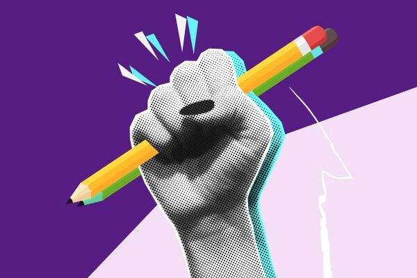 hand holding pencil