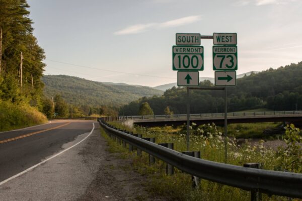 Vermont state highway intersection