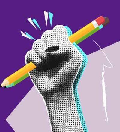 power fist with pencil