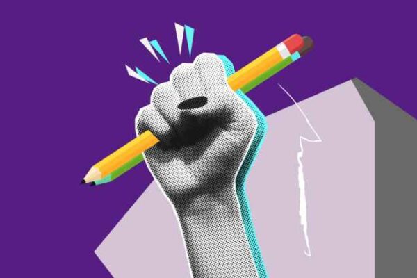power fist with pencil