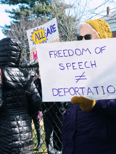 Freedom of Speech does not equal Deportation sign