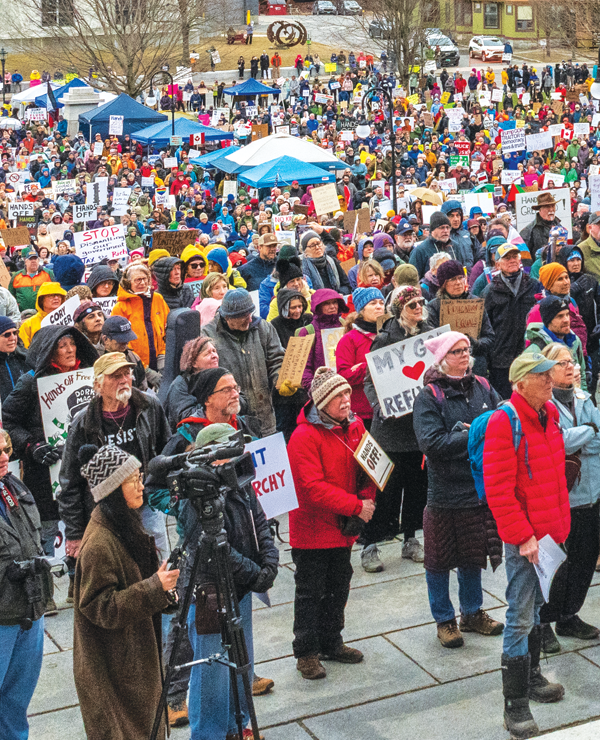 Spring Newsletter, hands off rally, Montpelier