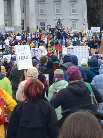 protesters at capital, montpelier