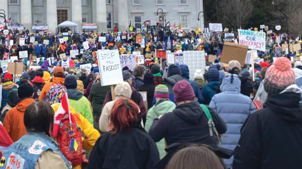 protesters at capital, montpelier