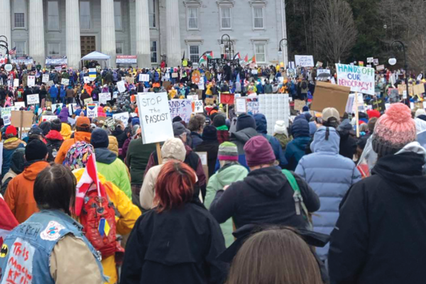 protesters at capital, montpelier