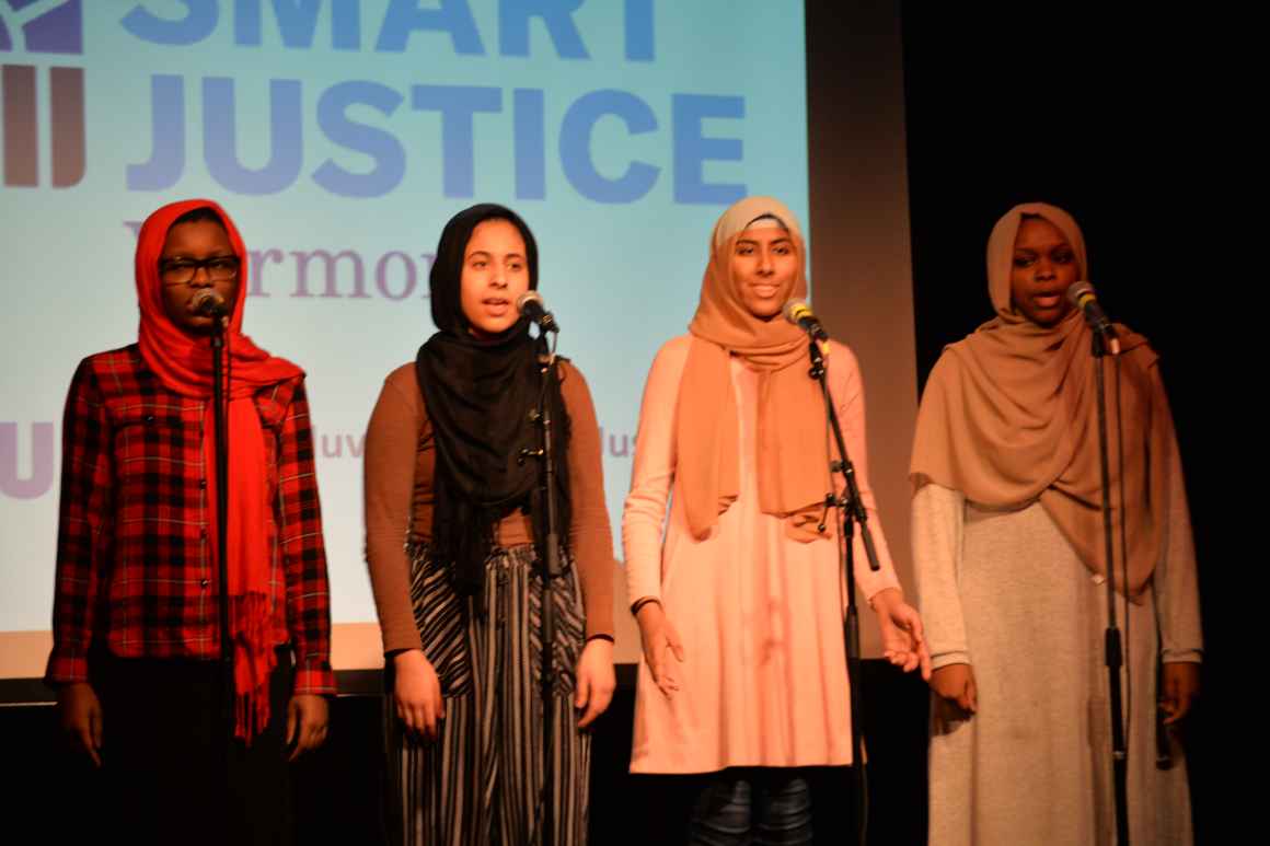 Muslim Girls Making Change perform at Smart Justice Vermont event in Burlington