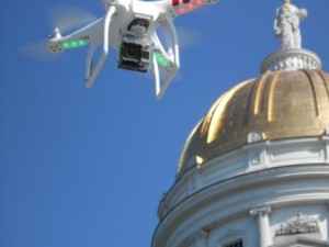 Photo of drone flyover of Statehouse