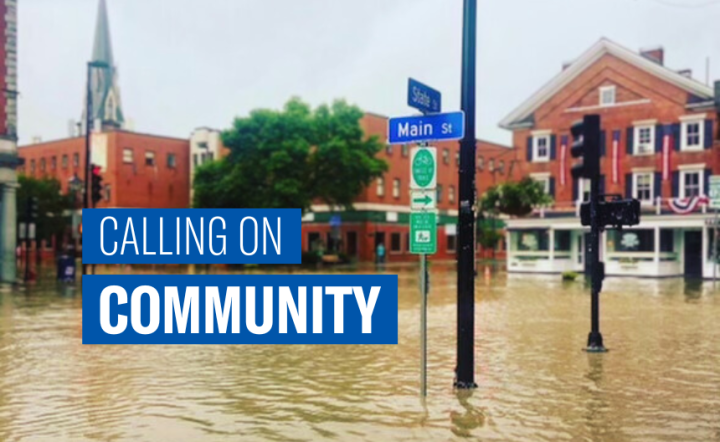 Flooding at intersection Main St and State St in Montpelier