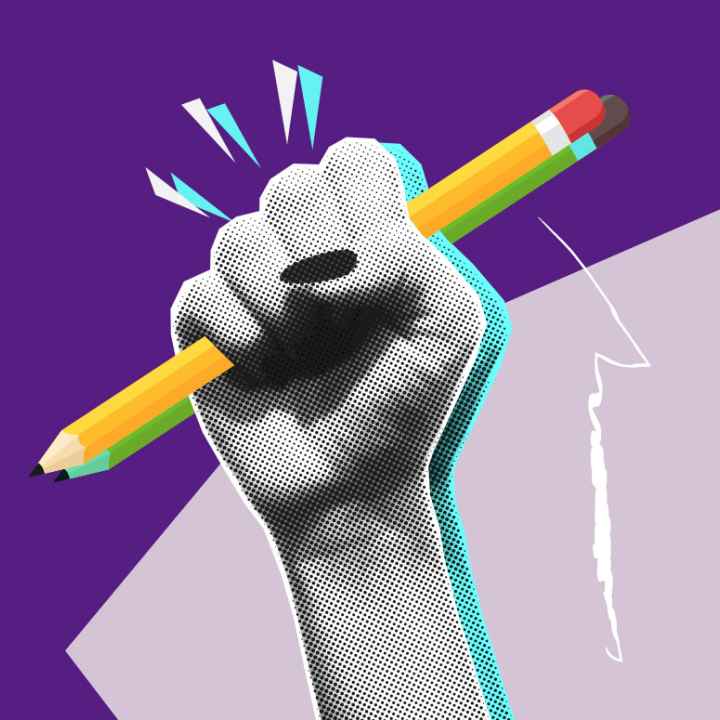 hand holding pencil