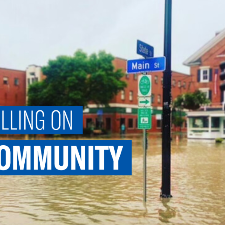 Flooding at intersection Main St and State St in Montpelier